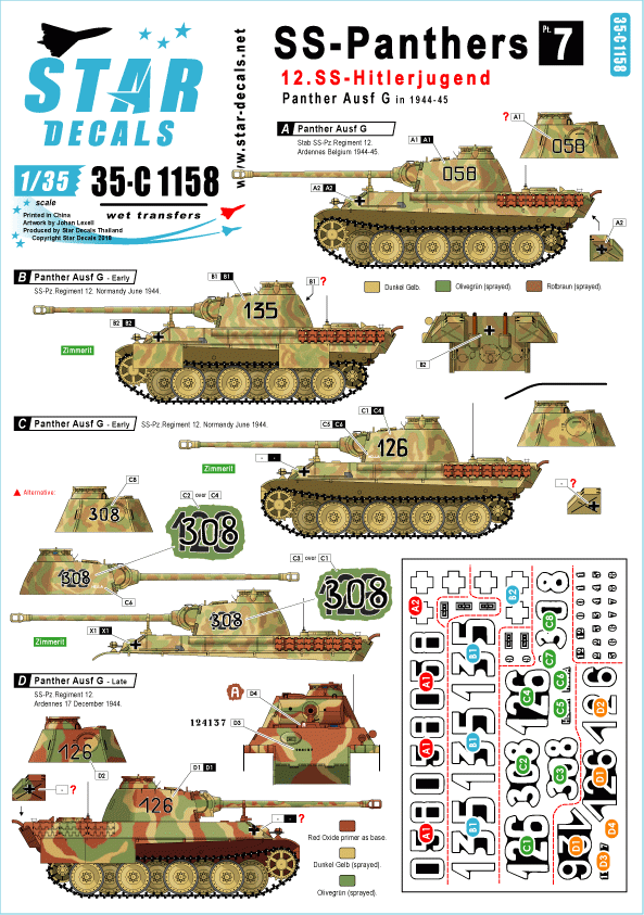 Star Decals 35-C1158  SS-Panthers # 7 1/35