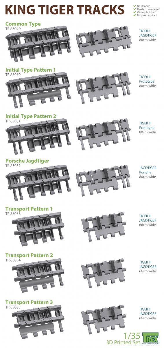 T-Rex Studio TR85054 King Tiger Transport Tracks Pattern 2 1/35