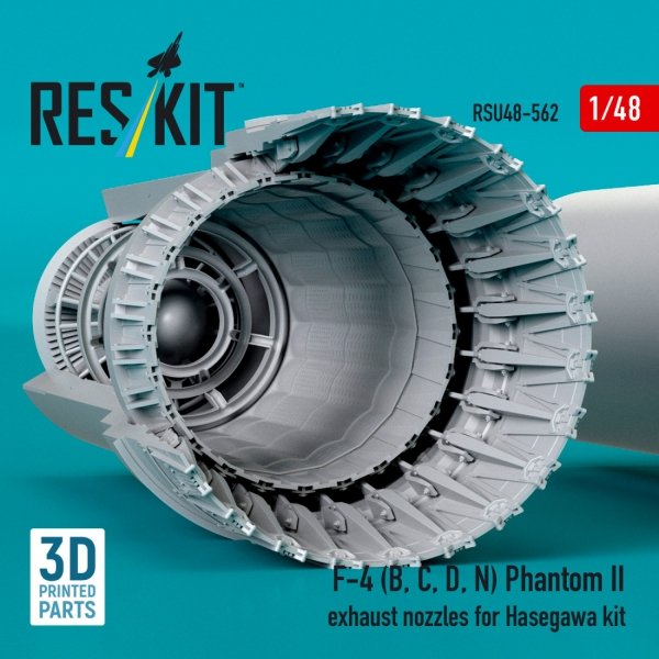 RESKIT RSU48-0562 F-4 (B, C, D, N) Phantom II exhaust nozzles for Hasegawa kit (3D Printed) (1/48)
