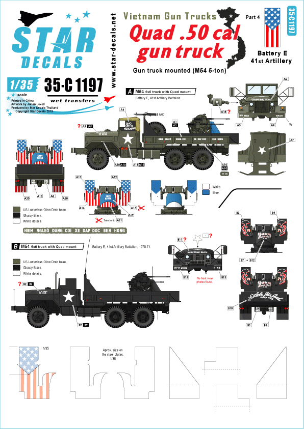 Star Decals 35-C1197 Vietnam Gun Trucks 4 1/35