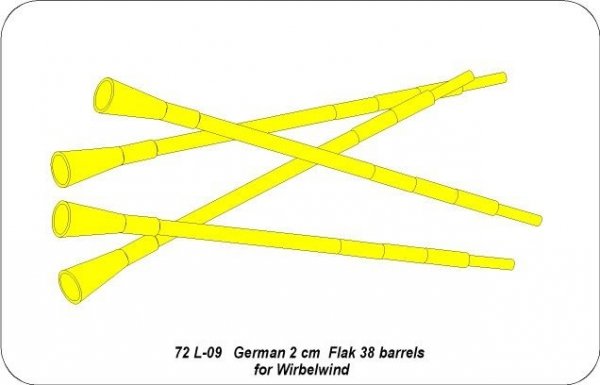 Aber 72L-09 Lufa Flak 38 x 4 do Wirbelwind / German 2cm Flak 38 barrels for Wirbelwind 1/72