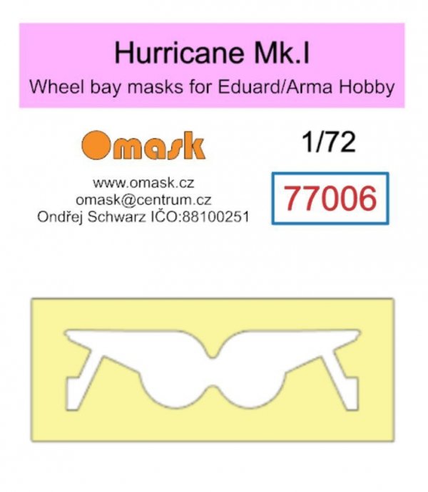 Omask 77006 Hurricane Mk.I (for Eduard/Arma Hobby) - wheel bay yellow masking tape 1/72