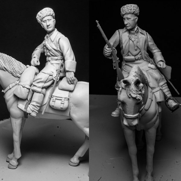 Toro 35F156 Wojna Polsko-Bolszewicka 1920 - Bolszewicka kawaleria Budionnego (dwie figurki konne z wymiennymi głowami) 1/35