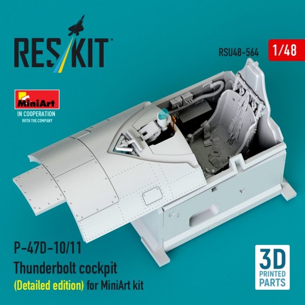 RESKIT RSU48-0564 P-47D-10/11 Thunderbolt cockpit (Detailed edition) for MiniArt kit (3D Printed) (1/48)