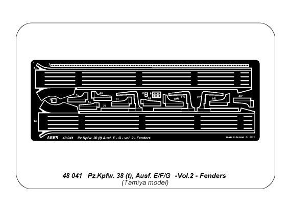 Aber 48041 Pz.Kpfw..38 (t) Ausf. E/F/G Niemiecki czołg Pz.38 (t) cz.2-błotniki / German tank Pz.Kpfw. 38 (t) Ausf.. E/F/G Vol.2-Fenders 1/48