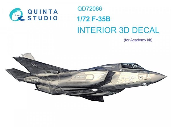 Quinta Studio QD72066 F-35B 3D-Printed &amp; coloured Interior on decal paper (Academy) 1/72