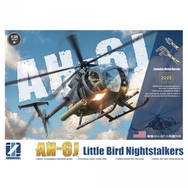 Zimi Model 50001 AH-6 J Little Bird Nightstalkers with Metal Barrels 1/35