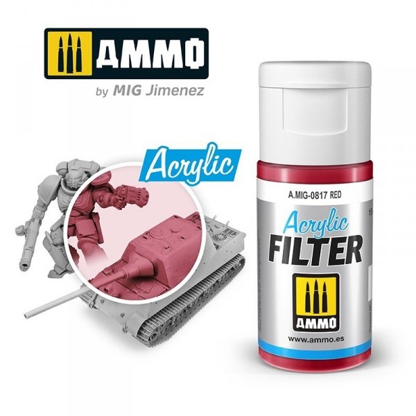 Ammo of Mig 0817 ACRYLIC FILTER Red 15 ml