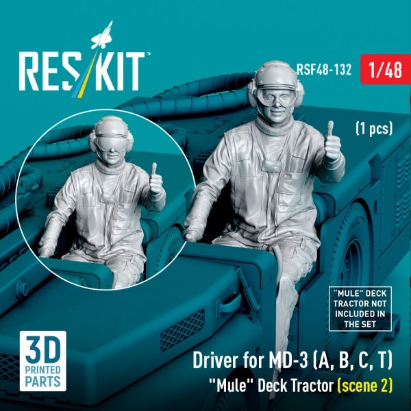 RESKIT RSF48-0132 Driver for MD-3 (A, B, C, T) "Mule" Deck Tractor (scene 2) (1 pcs) (3D Printed) (1/48)
