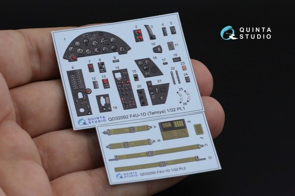 Quinta Studio QD32092 F4U-1D 3D-Printed &amp; coloured Interior on decal paper (Tamiya) 1/32