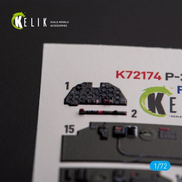 Kelik K72174 Р-38J "Lightning" - interior 3D decals for Italeri/Academy kit (1/72)