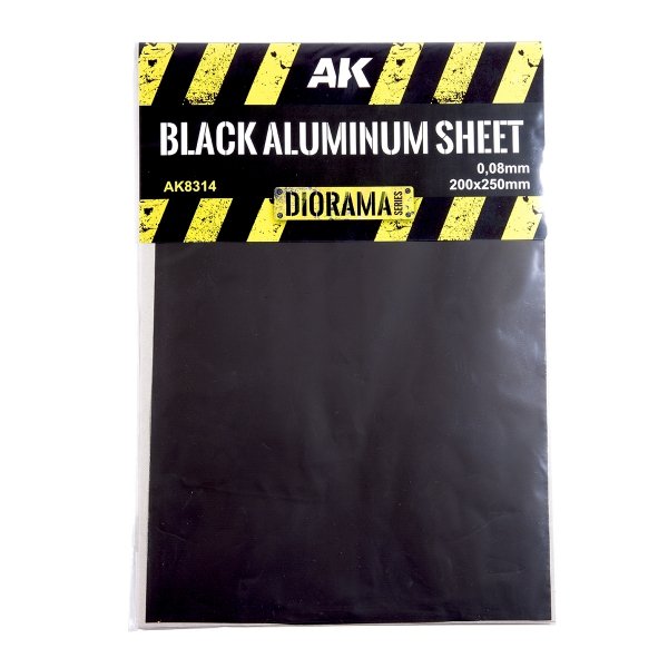 AK Interactive AK8314 BLACK ALUMINUM SHEET 150UM (MICROMETER) 200X250MM