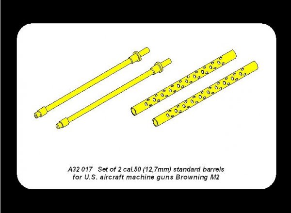 Aber A32017 Set of 2 cal .50 (12,7mm) standard barrels for US aircraft machine guns Browning M2 (1:32)