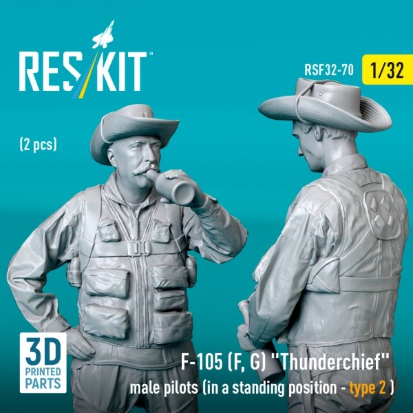 RESKIT RSF32-0070 F-105 (F, G) &quot;Thunderchief&quot; male pilots (in a standing position - type 2) (2 pcs) (3D Printed) 1/32