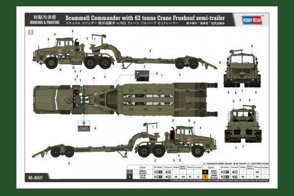 Hobby Boss 85527 Scammell Commander with 62 tonne Crane Fruehauf semi-trailer 1/35