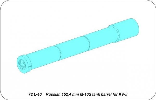 Aber 72L-40 Lufa 152,4 mm M-10S do czołgu KW-II / Russian 152,4 mm M-10S tank barrel for KV-II 1/72