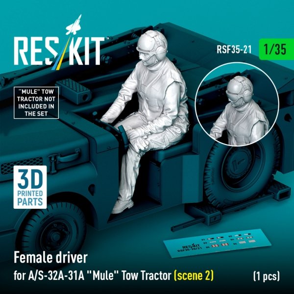 RESKIT RSF35-0021 Female driver for A/S-32A-31A "Mule" Tow Tractor (scene 2) (1 pcs) (3D Printed) (1/35)