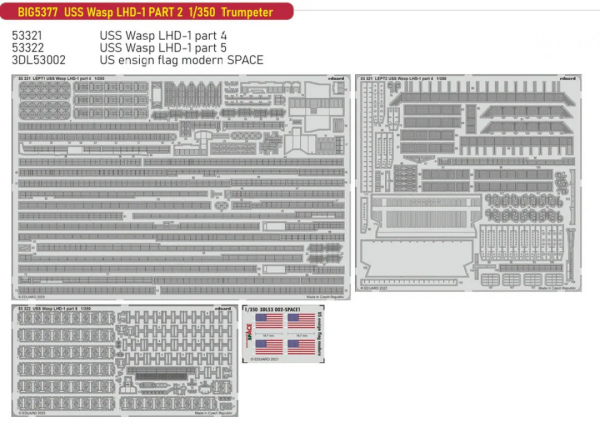 Eduard BIG5377 USS Wasp LHD-1 PART 2 TRUMPETER 1/350