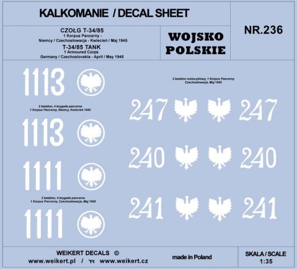 Weikert Decals DEC336 PzKpfw VI TIGER - Schwere Pz. Abt. 503 - czołg nr 101 - dowódca Kurt Knispel - Rosja 1/35