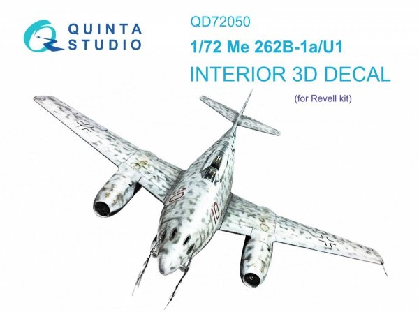 Quinta Studio QD72050 Me-262B-1a/U1 3D-Printed &amp; coloured Interior on decal paper (Revell) 1/72