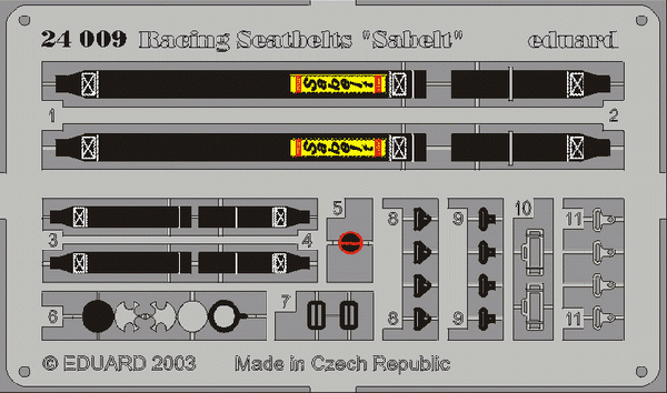 Eduard 24009 Sabelt 4 points Black Seatbelt 1/24