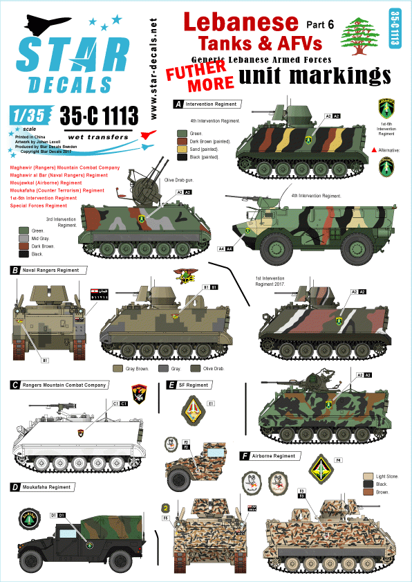 Star Decals 35-C1113 Lebanese Tanks &amp; AFVs 6 1/35