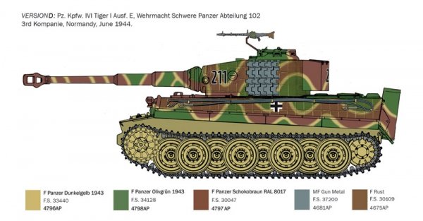 Italeri 6754 Sd.Kfz.181 Panzerkampfwagen Tiger I Ausf.E (Late Production) D-Day 80th Anniversary 1/35