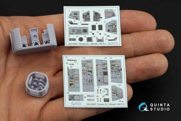 Quinta Studio QDS+48261 Tornado GR.1 3D-Printed coloured Interior on decal paper (Revell) (small version) (with 3D-printed resin parts) 1/48
