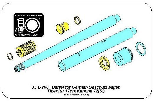 Aber 35L-268 Lufa do niemieckiej armaty samobieżnej 17cm Kanone 72 (Sf) 1/35