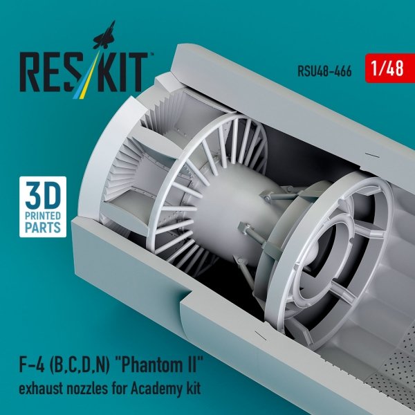 RESKIT RSU48-0466 F-4 (B, C, D, N) "Phantom II" exhaust nozzles for Academy kit (3D Printed) (1/48)