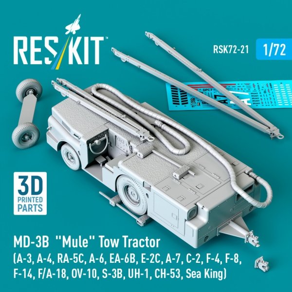RESKIT RSK72-0021 MD-3B "Mule" Tow Tractor (3D Printed model kit) 1/72