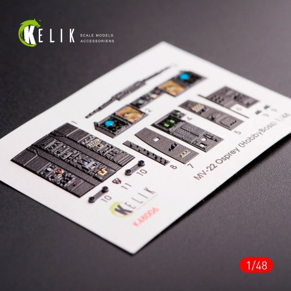 KELIK K48006 MV-22 OSPREY INTERIOR 3D DECALS FOR HOBBY BOS KIT 1/48