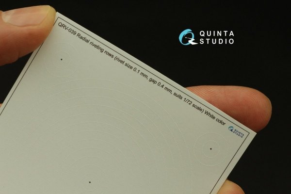 Quinta Studio QRV-040 Radial riveting rows (rivet size 0.15 mm, gap 0.6 mm, suits 1/48), White color 1/48