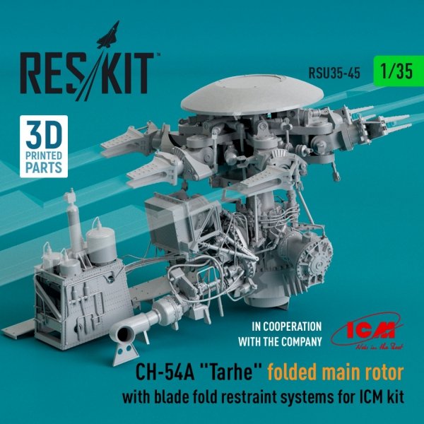 RESKIT RSU35-0045 CH-54A &quot;TARHE&quot; FOLDED MAIN ROTOR WITH BLADE FOLD RESTRAINT SYSTEMS FOR ICM KIT (3D PRINTED) 1/35