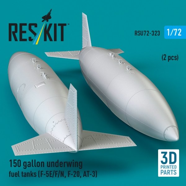 RESKIT RSU72-0323 150 gallon underwing fuel tanks (F-5E/F/N, F-20, AT-3) (2 pcs) (3D Printed) (1/72)