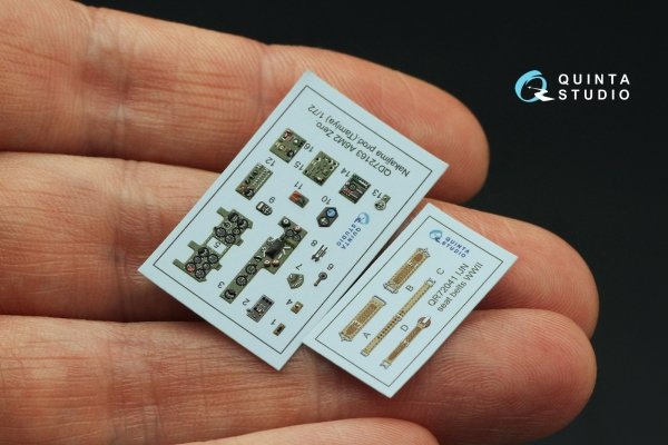 Quinta Studio QD72163 A6M2 Zero (Nakajima Prod.) 3D-Printed coloured Interior on decal paper (Tamiya) 1/72