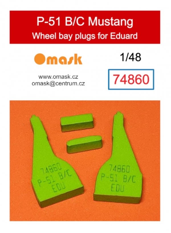 Omask 74860 P-51 B/C Mustang wheel bay plugs (for Eduard) 1/48