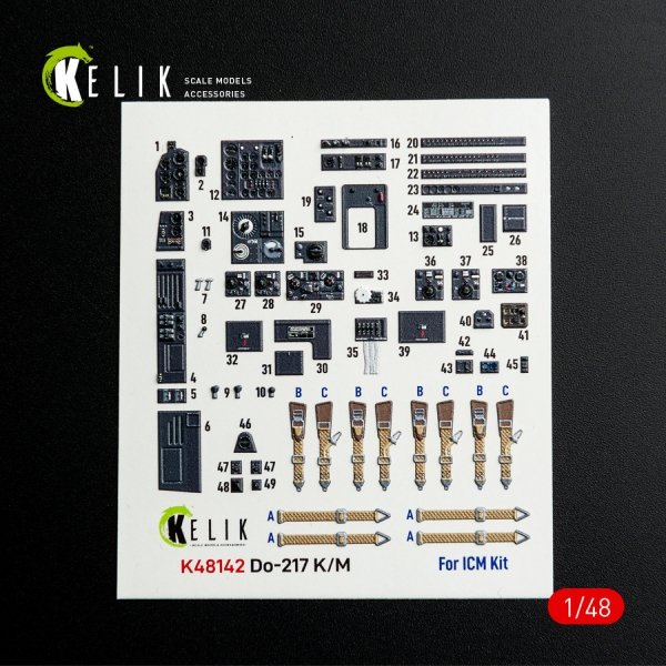 Kelik K48142 Do-217 K/M - interior 3D decals for ICM kit (1/48)