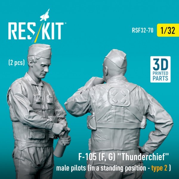 RESKIT RSF32-0069 F-105 (F, G) &quot;Thunderchief&quot; male pilots (in a standing position - type 1) (2 pcs) (3D Printed) 1/32