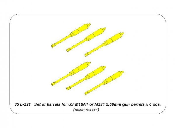Aber 35L-221 Set of barrels for US M16A1 or M231 5,56mm gun barrels x 6 pcs. 1/35