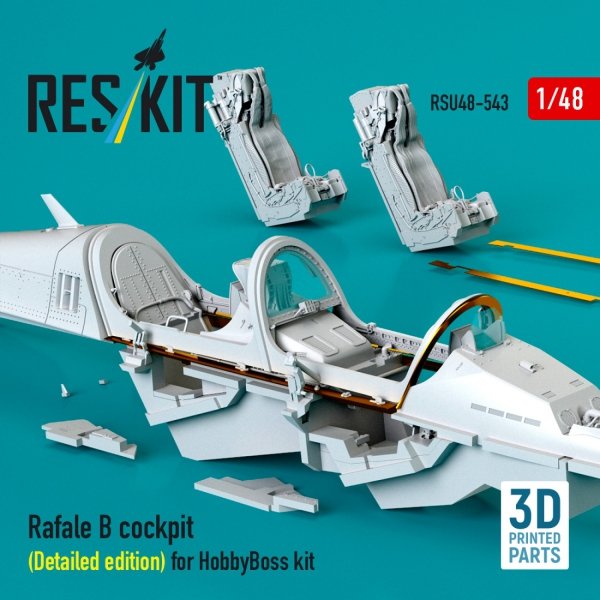 RESKIT RSU48-0543 Rafale B cockpit (Detailed edition) for HobbyBoss kit (3D Printed) (1/48)