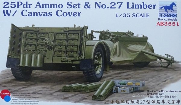 Bronco AB3551 25 Pdr Ammo No.27 Limber W/Canvas Cover 1/35