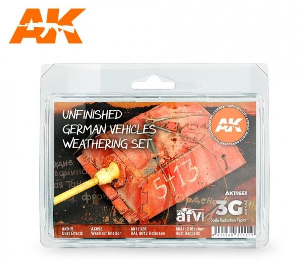 AK Interactive AK11651 UNFINISHED GERMAN VEHICLES WEATHERING SET 4x17 ml