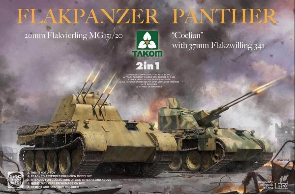 Takom 2105 Flakpanzer Panther Coelian with 37mm Flakzwilling 341 &amp; 20mm flakvierling mg151/20 2 in 1 1:35