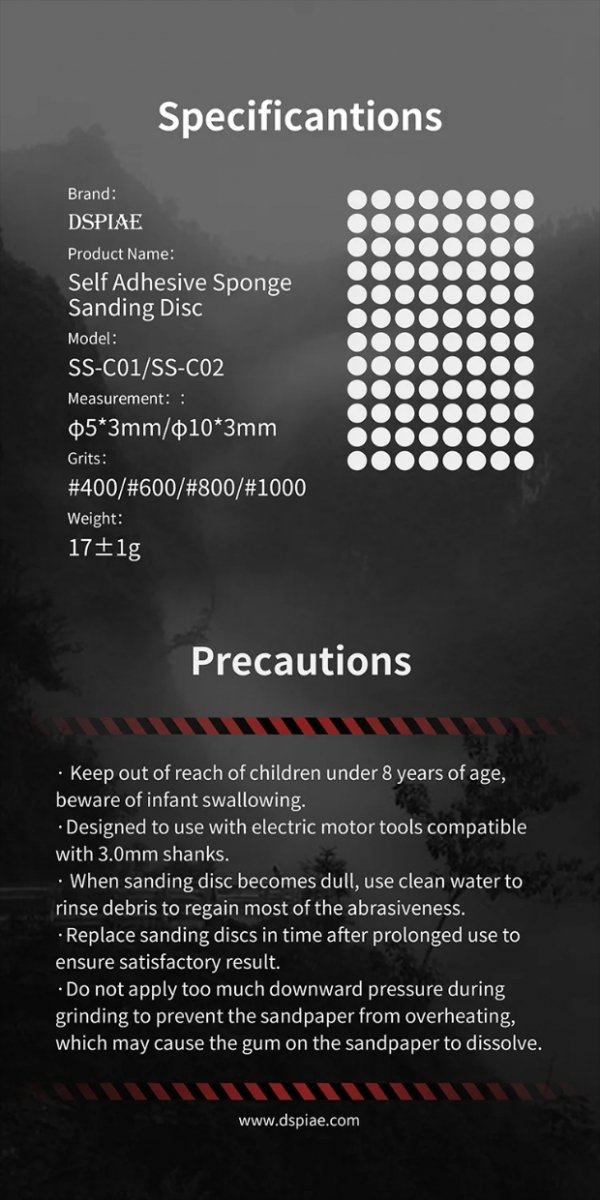 DSPIAE SS-C01 Self Adhesive Sponge Sanding Disc Set 5mm / Zestaw samoprzylepnych gąbkowych tarcz szlifierskich 5 mm