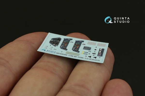 Quinta Studio QD48086 Bf 109E-1/E-3 3D-Printed &amp; coloured Interior on decal paper (for Eduard kit) 1/48