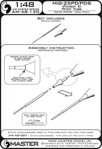 Master AM-48-130 MiG-25PD/PDS (Foxbat E) - Pitot Tube 1:48