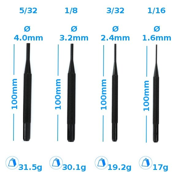 Modelcraft PPU1121-S 4 Pce Drive Pin Punch Set (100mm)