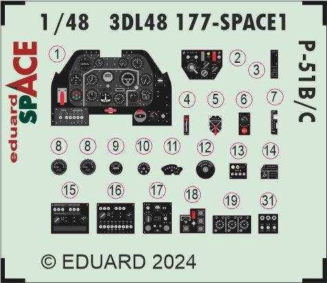 Eduard 3DL48177 P-51B/ C SPACE EDUARD 1/48