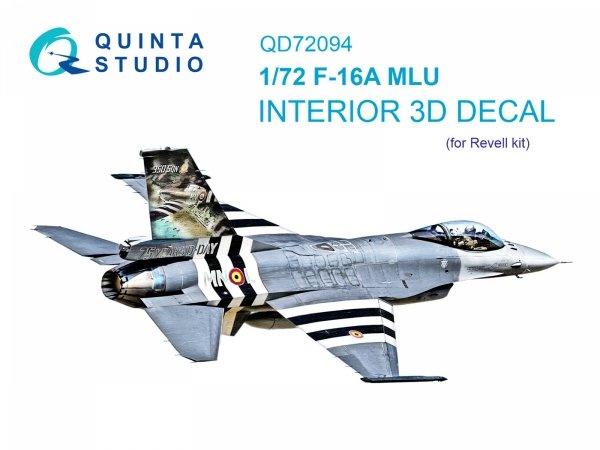 Quinta Studio QD72094 F-16A MLU 3D-Printed &amp; coloured Interior on decal paper (Revell) 1/72